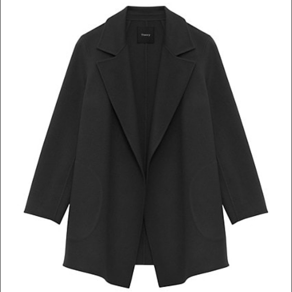 Theory Navy Clairene Wool-Cashmere Coat